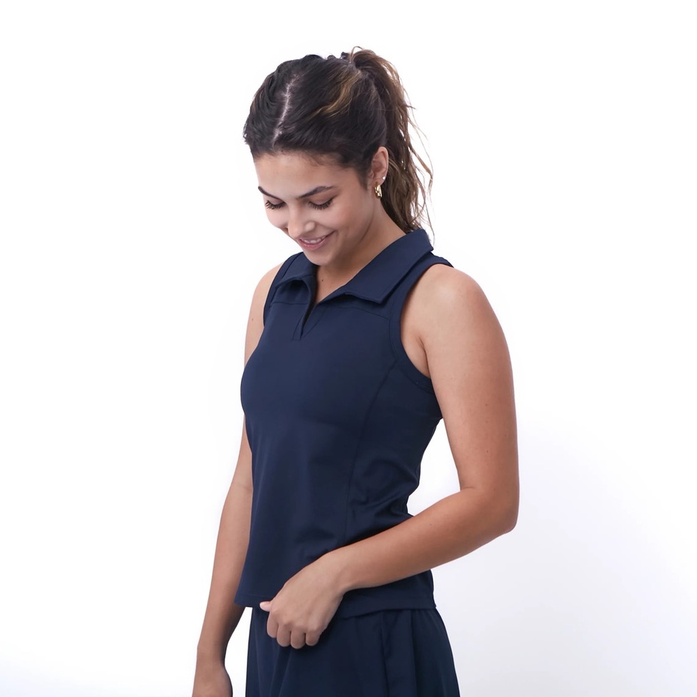 Senita Match Point Polo Tank - Navy